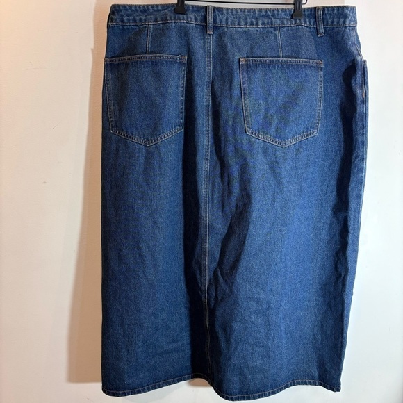 CIDER Sz 3X Denim Skirt Rhinestone At Pockets Zipper Closure Front Slit Maxi - Picture 5 of 8